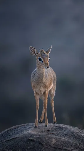 Kirk's Dik-Dik on Rock at Twilight