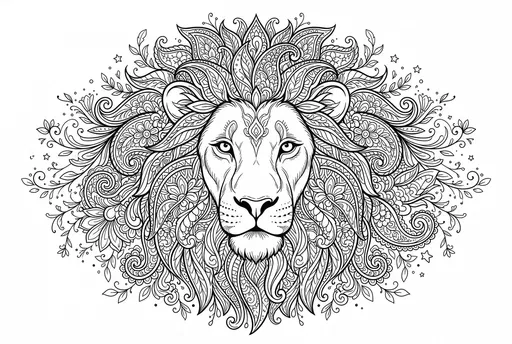 Ornate Zentangle Lion Head Coloring Page