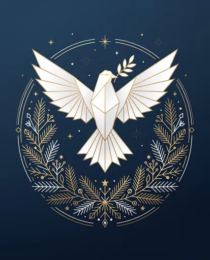 Geometric Origami Dove and Holiday Wreath