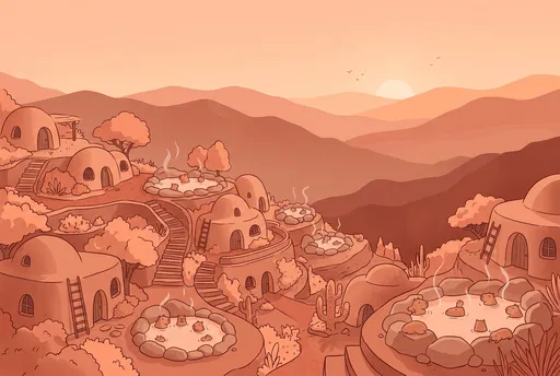 Capybaras Soaking in Hillside Hot Springs