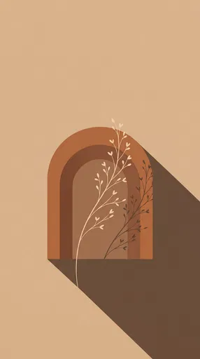 Minimalist Brown Arch and Botanical Illustration