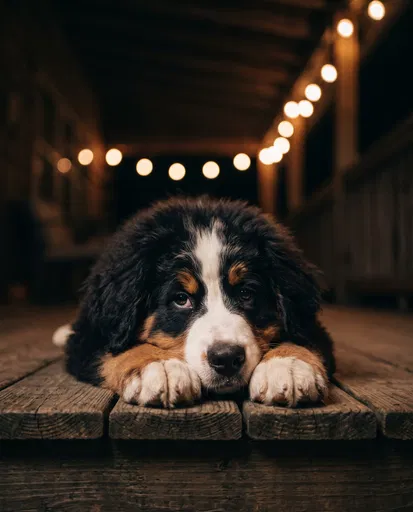 Bernese Mountain Dog Puppy on Porch