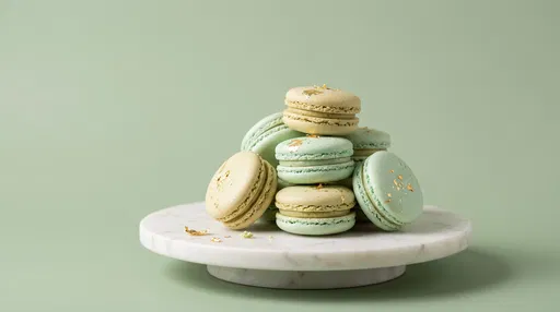 Pastel Green Macarons With Gold Leaf