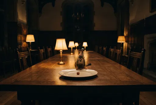 Monkey In Party Hat At Banquet Table