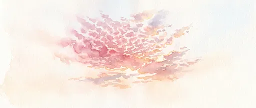 Pink Watercolor Sunset Clouds Illustration