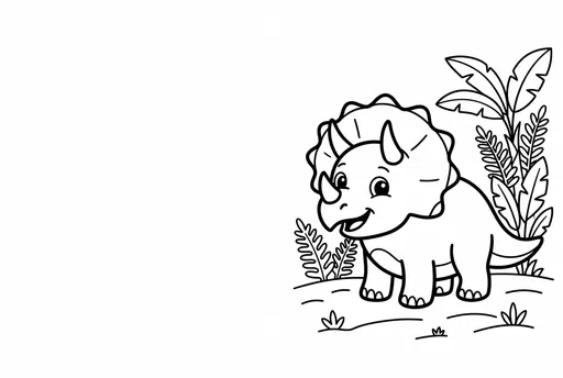 Cute Cartoon Triceratops Coloring Page