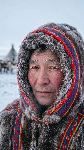 Portrait of Indigenous Arctic Herder in Fur
