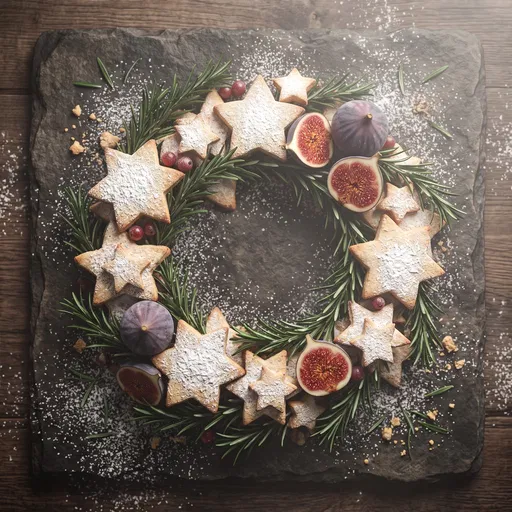 Festive Star Cookie and Fig Wreath