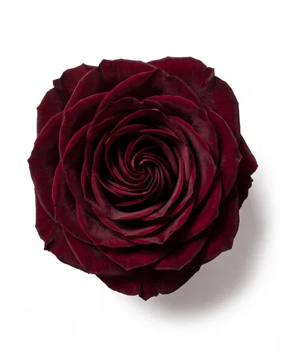 Deep Burgundy Rose Head on White