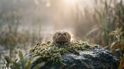 Desert Rain Frog on Mossy Rock