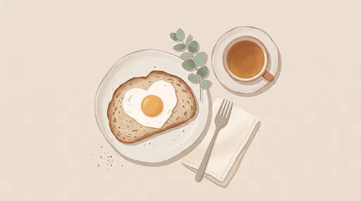 Heart Egg Toast and Tea Illustration