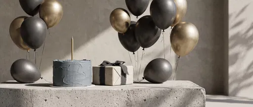 Minimalist Masculine Birthday Cake and Balloons