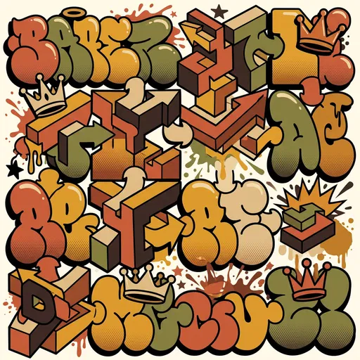 Abstract Earthy Graffiti Glyphs Illustration