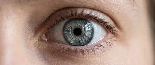 Macro Close-Up of Grey Human Eye