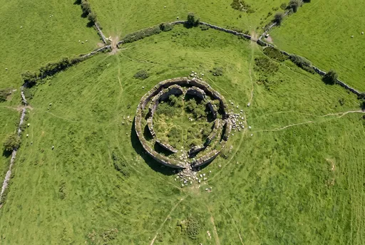 Aerial View of Irish Stone Ringfort Ruin