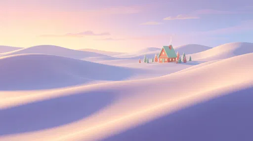 Pastel Winter Chalet in Snow Dunes