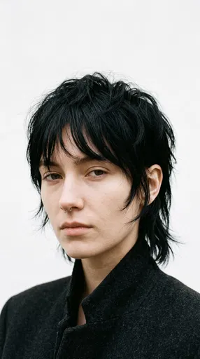 Editorial Portrait of Model with Black Mullet