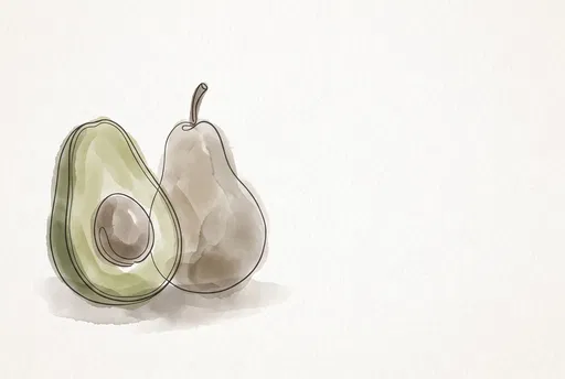 Minimalist Line Art Avocado and Pear