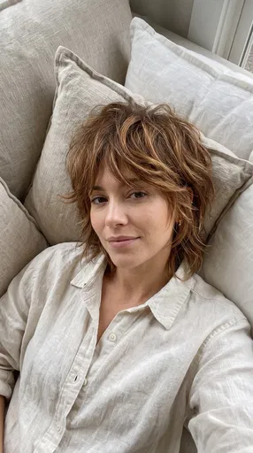 Woman With Short Shaggy Hair Relaxing