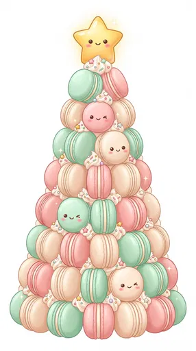 Kawaii Pastel Macaron Christmas Tree Clipart