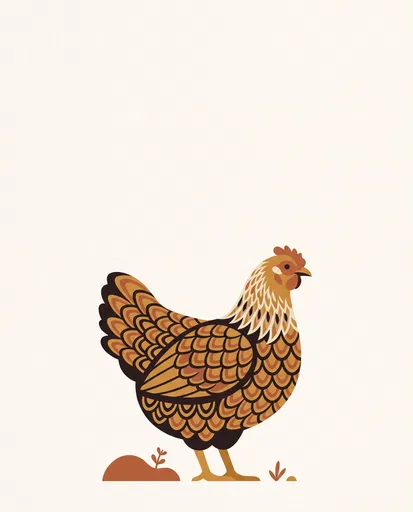 Stylized Golden Laced Wyandotte Hen Illustration