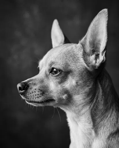 Black and White Chihuahua Profile Portrait
