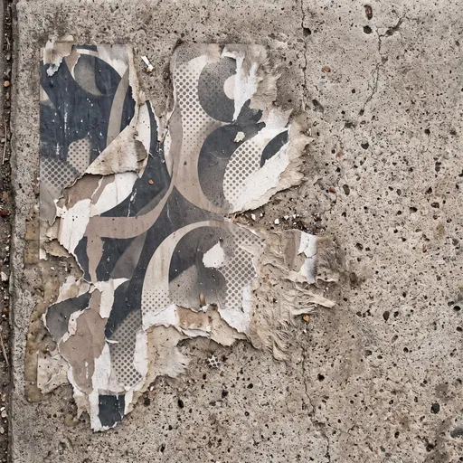 Weathered Wheatpaste Street Art on Concrete