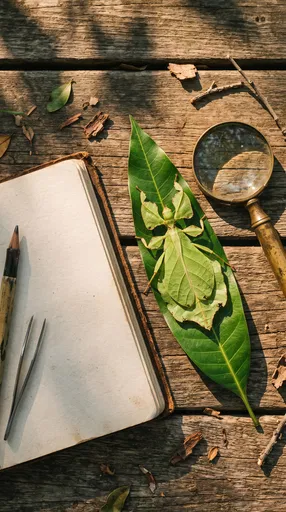 Green Leaf Insect on Field Table