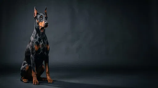 Doberman Pinscher Studio Portrait on Dark Background