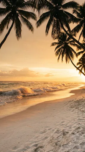Golden Sunset Over Tropical Palm Beach