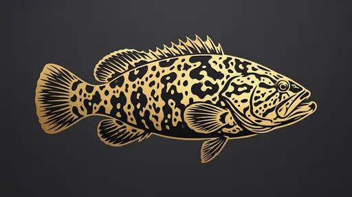Gold Stencil Giant Grouper Fish Graphic