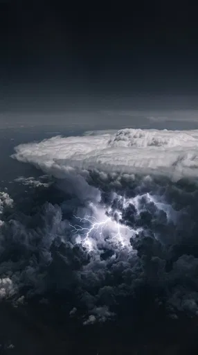 Aerial View of Thunderstorm Cloud with Lightning