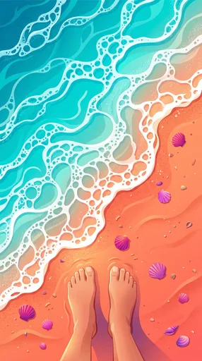 Bare Feet on Tropical Beach Illustration