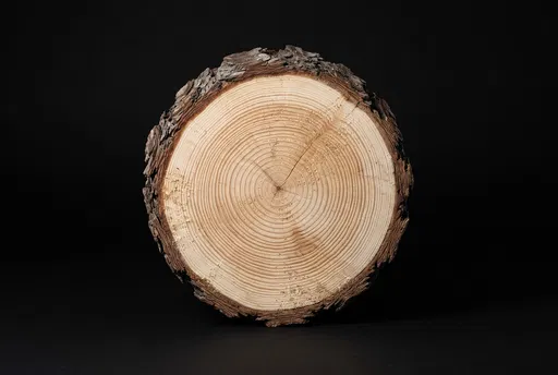 Cross-Section of Pine Log on Black