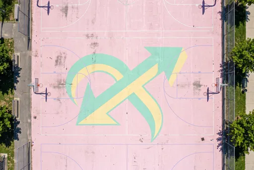 Aerial View of Pastel Basketball Court