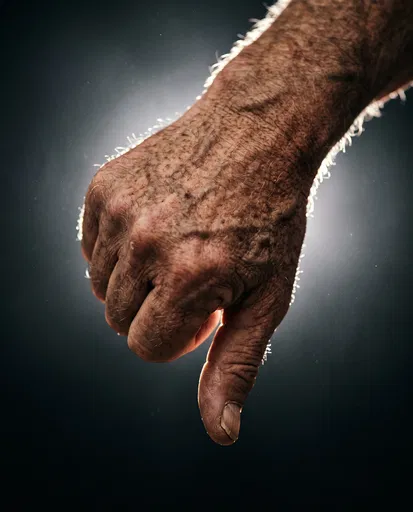 Weathered Hand Giving Thumbs Down