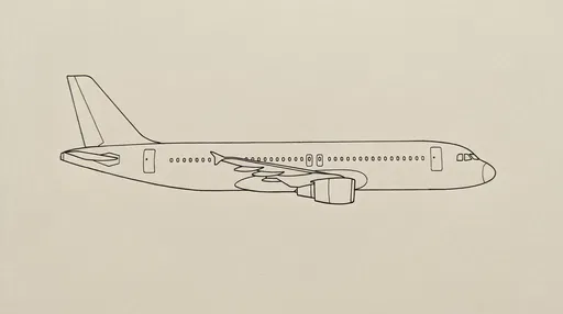Simple Black Outline Drawing of Passenger Airplane