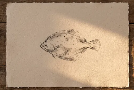 Charcoal Flounder Sketch on Textured Paper