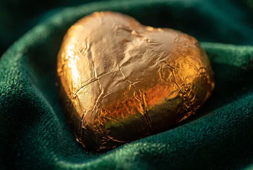 Gold Foil Chocolate Heart on Velvet