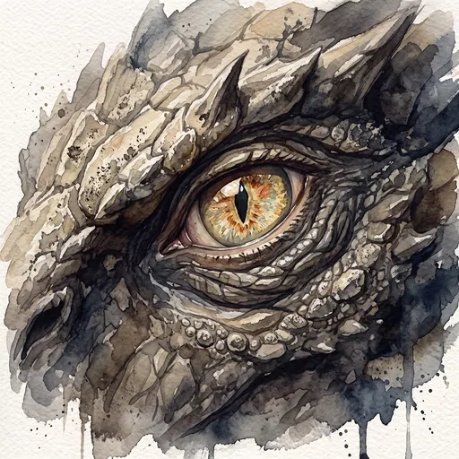 Watercolor Painting of Ancient Dragon Eye