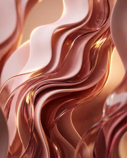 Abstract Pink Ribbon and Glass Waves