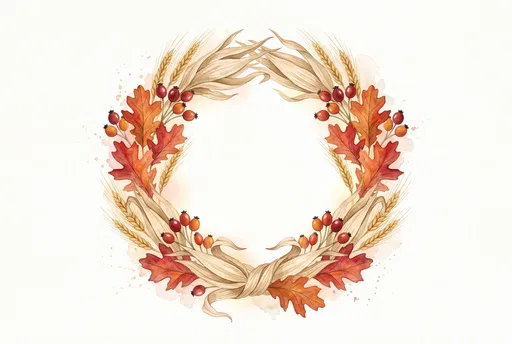 Watercolor Autumn Harvest Wreath Illustration