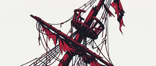 Broken Crimson and Black Ship Mast