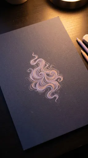 Pastel Swirl Drawing on Dark Paper