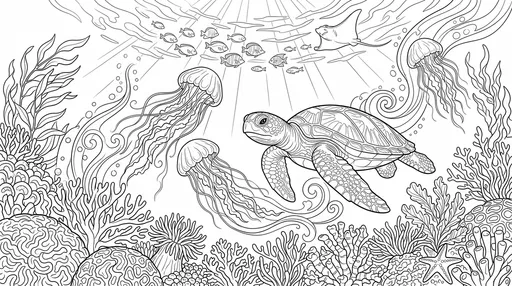 Underwater Sea Turtle Coloring Page