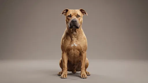 Muscular Tan Pit Bull Studio Portrait