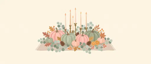 Pastel Pumpkin and Candle Thanksgiving Centerpiece Illustration