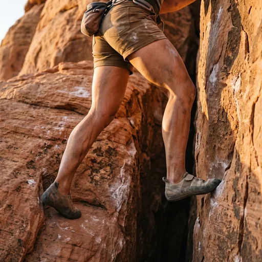 Muscular Female Climber Legs on Sandstone