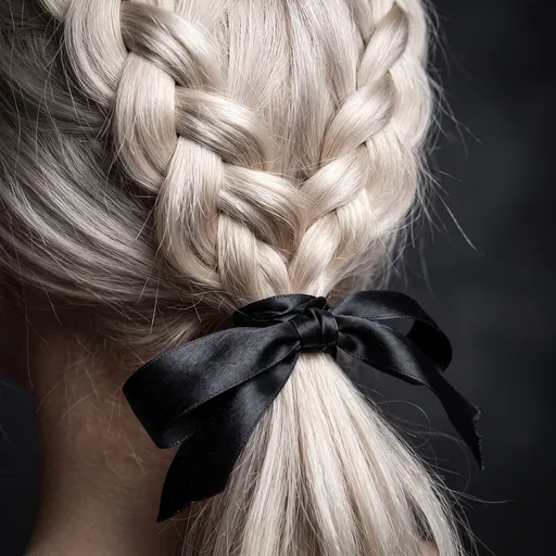 Platinum Blonde Braid with Black Bow