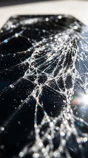 Macro Close-Up of Shattered Phone Screen